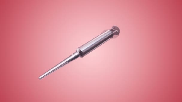Animation Flying Plastic Syringe Action Pink Background Animation Seamless Loop — Stock Video