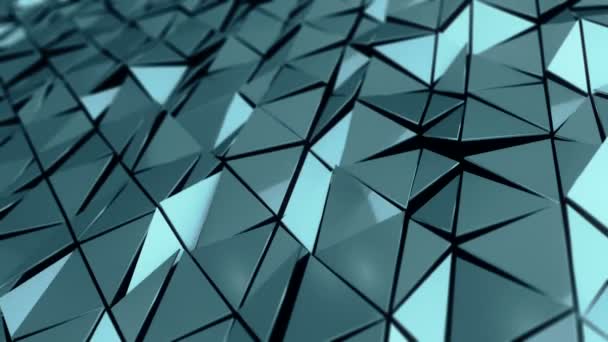 Abstract Background Animation Turquoise Waving Smooth Polygonal Surface Glass Black — Stock Video