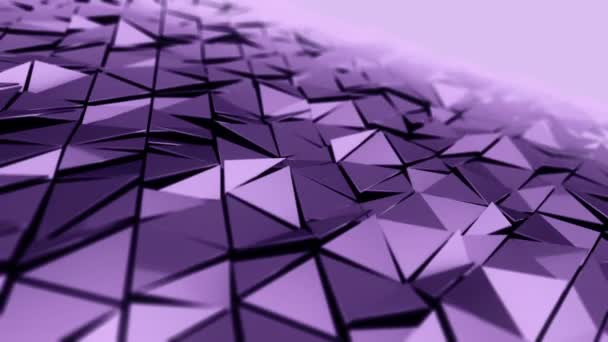 Abstract Background Animation Purple Waving Smooth Polygonal Surface Glass Black — Stock Video