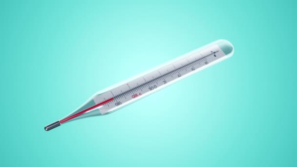 Animatie Van Kwikthermometer Met Variabele Temperatuur Blauwe Achtergrond Animatie Van — Stockvideo