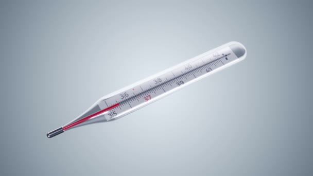 Animation Glass Mercury Thermometer Variable Temperature Grey Background Animation Seamless — Stock Video