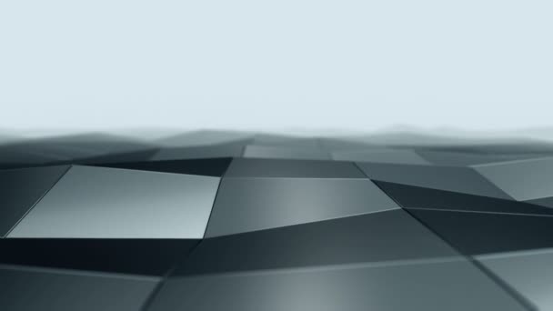 Abstrakter Hintergrund Mit Animation Einer Silbernen Glatten Polygonalen Oberfläche Aus — Stockvideo