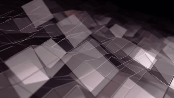 Абстрактний Фон Анімацією Темно Фіолетового Махаючої Гладкої Багатокутної Поверхні Скла — стокове відео
