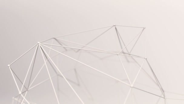 animation de forme géométrique polygonale abstraite avec points de connexion et lignes sur fond beige, concept d'ondulation et surface réseau vibrante 