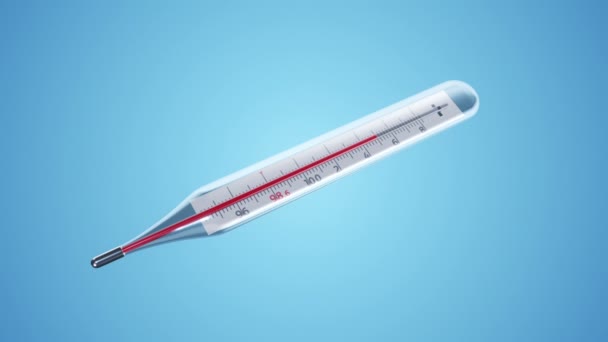 Animation Glass Mercury Thermometer Variable Temperature Blue Background Animation Seamless — Stock Video