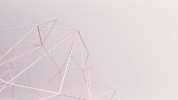 animation de forme géométrique polygonale abstraite avec points de connexion et lignes sur fond rose, concept d'ondulation et surface réseau vibrante 