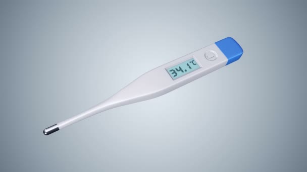 Animering Digital Medicinsk Termometer Med Variabel Temperatur Grå Bakgrund Animering — Stockvideo