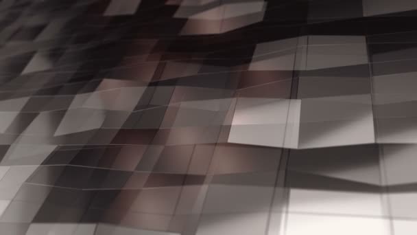 Абстрактний Фон Анімацією Темно Золотого Махаючої Гладкої Багатокутної Поверхні Скла — стокове відео