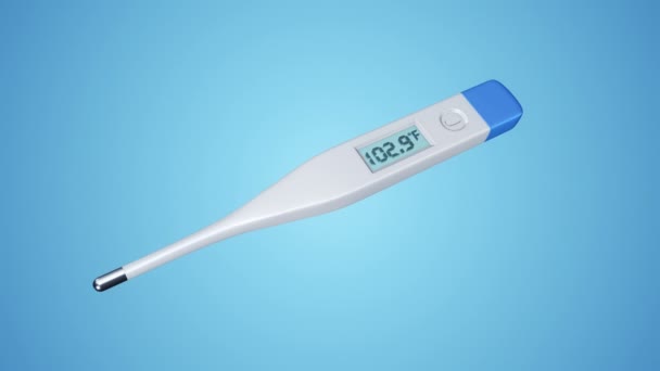 Animazione Termometro Medico Digitale Con Temperatura Variabile Sfondo Blu Animazione — Video Stock