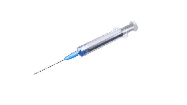 Animation Flying Plastic Syringe Action Isolated White Background Animation Seamless — Stock Video