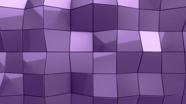 Fond abstrait avec animation d'ondulation violette surface polygonale lisse à partir de verre sur fond noir, Animation de boucle sans couture  