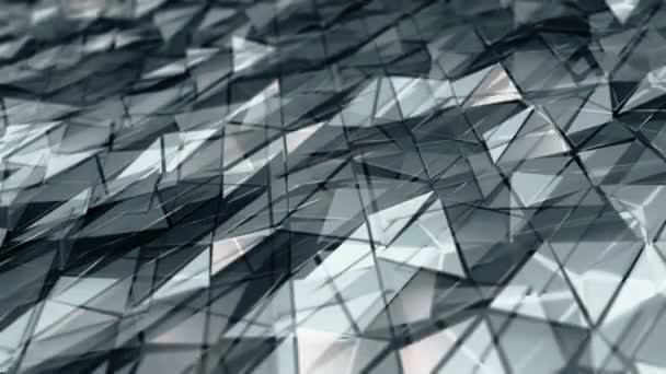 Abstrakter Hintergrund Mit Animation Einer Grau Gewellten Glatten Polygonalen Oberfläche — Stockvideo