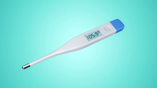 Animation Digital Medical Thermometer Variable Temperature Blue Background Zökkenőmentes Hurkok — Stock videók