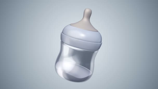 3D gerenderte Animation einer Flasche Milch für Baby