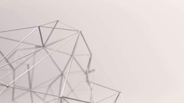 Анимация Абстрактной Геометрической Многоугольной Формы Соединительными Точками Линиями Бежевом Фоне — стоковое видео