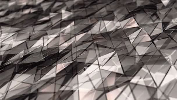 Abstraktní Pozadí Animací Tmavě Zlatého Vlnění Hladký Polygonální Povrch Skla — Stock video