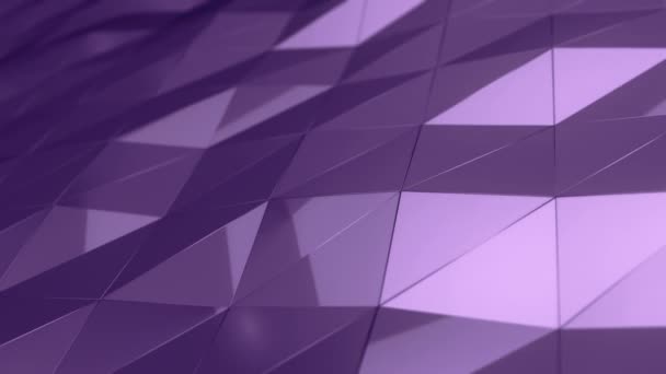黒を背景にガラスから滑らかな多角形の表面を振って紫色のアニメーションで抽象的な背景 シームレスなループのアニメーション — ストック動画