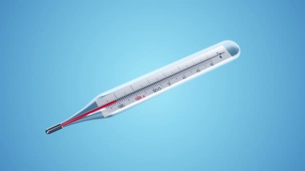 Animation Glass Mercury Thermometer Variable Temperature Blue Background Animation Seamless — Stock Video