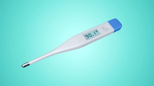 Animation Digital Medical Thermometer Variable Temperature Blue Background Zökkenőmentes Hurkok — Stock videók