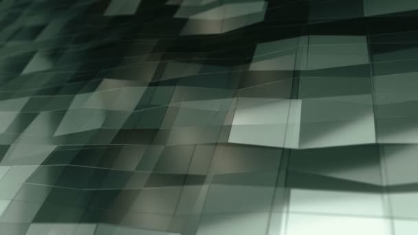 黒を背景にガラスから滑らかな多角形の表面を振って緑色の紫色のアニメーションで抽象的な背景 シームレスなループのアニメーション — ストック動画