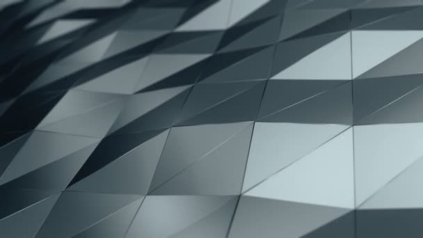 Abstract Background Animation Silver Waving Smooth Polygonal Surface Glass Black — Stock Video