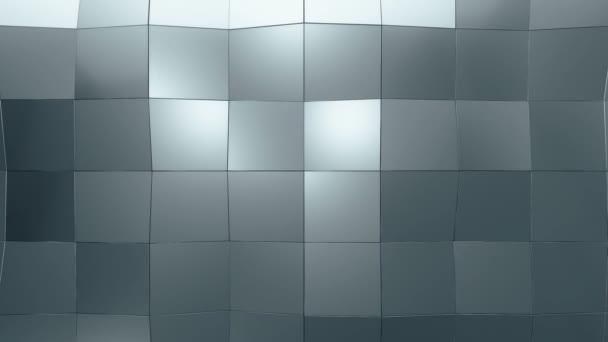 Abstraktní Pozadí Animací Stříbrného Vlnění Hladký Polygonální Povrch Skla Černém — Stock video