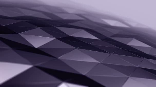 Abstraktní Pozadí Animací Fialového Vlnění Hladký Polygonální Povrch Skla Černém — Stock video