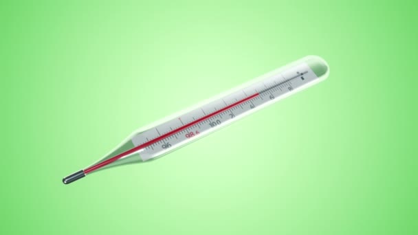Animation Des Glasquecksilberthermometers Mit Variabler Temperatur Auf Grünem Hintergrund Animation — Stockvideo