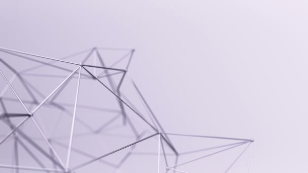 抽象几何多边形动画 有紫色背景下的连点和线 波浪和震动网络表面的概念 — 图库视频影像
