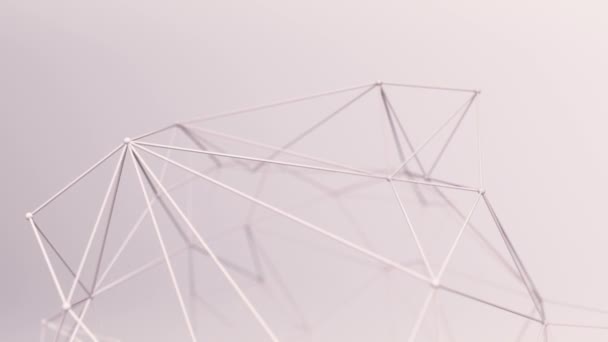 animation de forme géométrique polygonale abstraite avec points de connexion et lignes sur fond rose, concept d'ondulation et surface réseau vibrante 