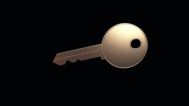 黒を背景に新しい家から黄金の鍵を飛ぶアニメーション シームレスなループのアニメーション — ストック動画