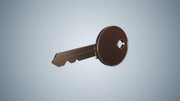 Animation Flying Golden Key New Home Grey Background Animation Seamless — Stock Video