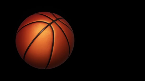 Animation Slow Rotation Orange Ball Basketball Game Realistic Texture Light — Stock Video