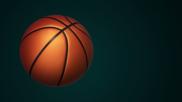 Анімація Повільного Обертання Помаранчевої Кулі Баскетбольної Гри Реалістичною Текстурою Світлом — стокове відео