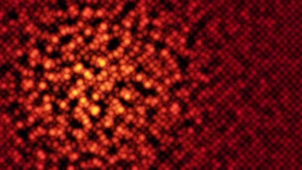 Абстрактна Поверхня Блискучими Червоними Вібраційними Мозаїчними Клітинами Молекул Чорному Тлі — стокове відео