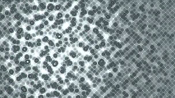 Siyah Zemin Üzerinde Moleküllerin Parlak Beyaz Titreşimli Mozaik Hücrelerine Sahip — Stok video