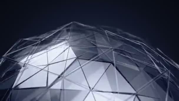 Fond abstrait avec animation gris foncé de sphère de verre rotative avec surface polygonale lisse, Animation de boucle sans couture .