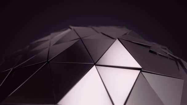 具有光滑多边形表面的旋转玻璃球体深粉色动画的抽象背景 无缝回路动画 — 图库视频影像