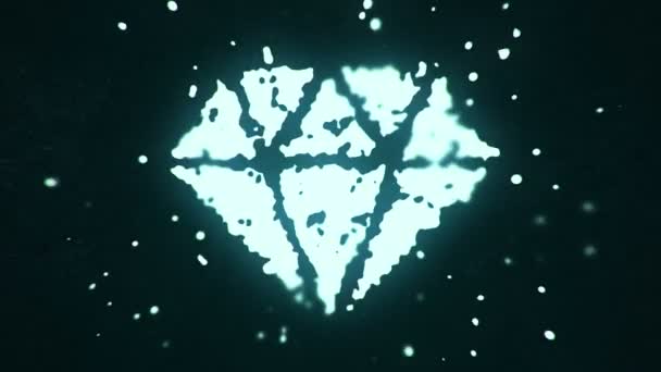 Летящая Жидкость Жидкие Частицы Образуют Алмазный Символ Темном Фоне Анимация — стоковое видео