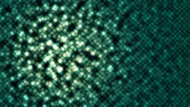 Абстрактна Поверхня Блискучими Зеленими Вібраційними Мозаїчними Клітинами Молекул Чорному Тлі — стокове відео