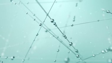 Yeşil zemin üzerinde süzülen su damlalarının soyut animasyonu pürüzsüz döngünün canlandırması