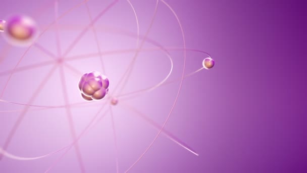 Violette Animation Des Sich Langsam Drehenden Atoms Aus Glas Animation — Stockvideo