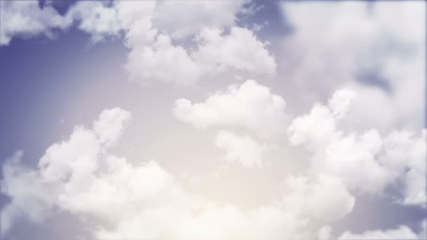 Animation de vol sur nuages blancs sur fond de ciel violet, Animation de boucle transparente 