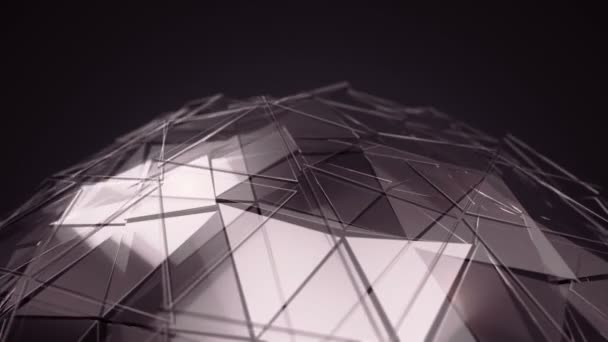 Abstrakt Bakgrund Med Mörkrosa Animation Roterande Glas Sfär Med Slät — Stockvideo