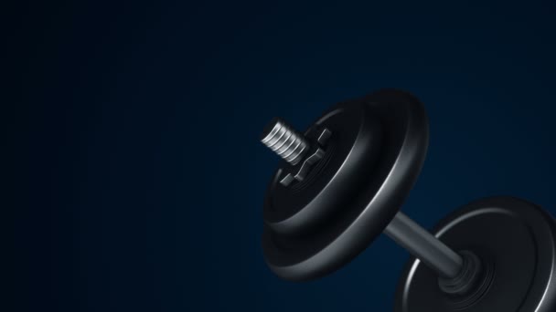 Animation Rotating Dumbbell Black Background Concept Fitness Athletics Animation Seamless — Stock Video