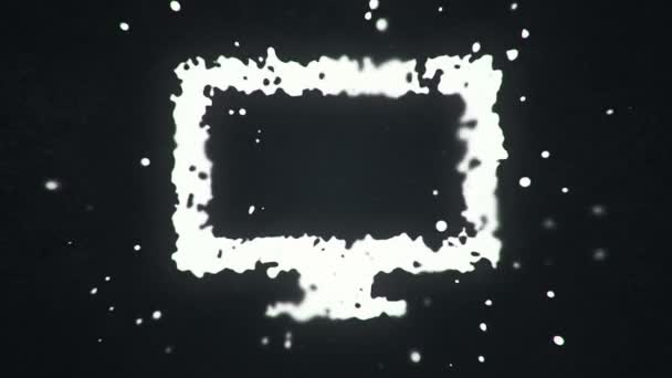 Ιπτάμενα Υγρά Και Υγρά Σωματίδια Σχηματίζουν Σύμβολο Του Υπολογιστή Σκούρο — Αρχείο Βίντεο