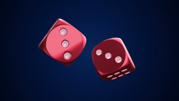 Animation Slow Rotation Two Dice Casino Seamless Loop — ストック動画