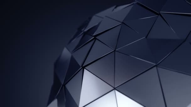 Абстрактний Фон Темно Срібною Анімацією Обертової Скляної Сфери Гладкою Багатокутною — стокове відео