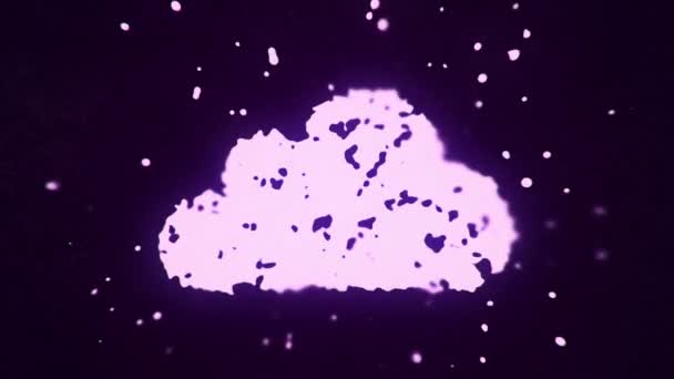Partículas Líquidas Fluidas Voadoras Formam Símbolo Nuvem Fundo Escuro Animação — Vídeo de Stock