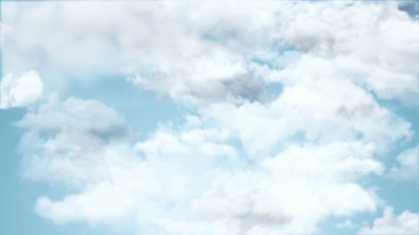 Animation Vol Sur Nuages Blancs Sur Fond Ciel Bleu Animation — Video